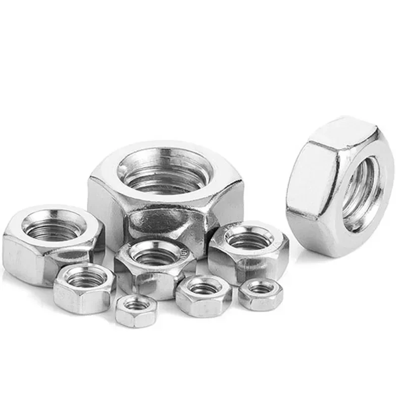 10 unids/lote M2 M2.5 M3 M3.5 M4 M5 M6 M8 M10 304 tuercas hexagonales de acero inoxidable