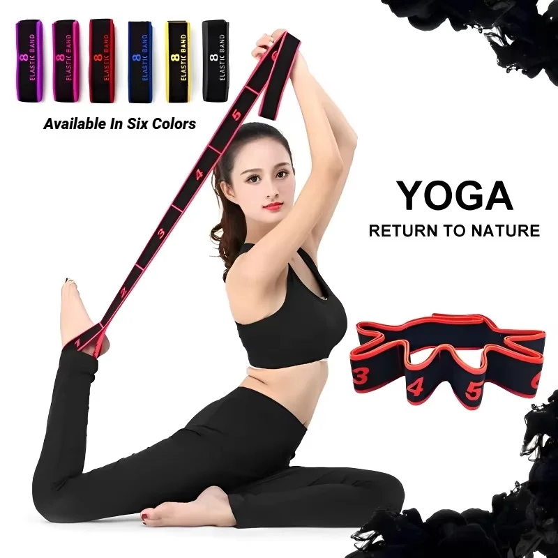 Cintura di allungamento per yoga da danza a 8 sezioni Pilates Tensione fitness Elasticità digitale Fascia di resistenza elastica latina