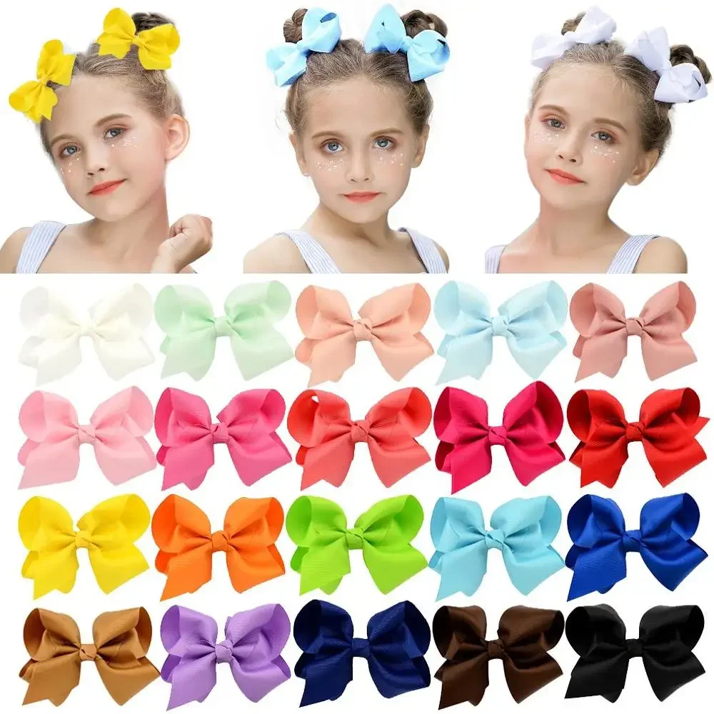 1pcs Solid Color Hair Bows with Clip for Baby Girls Boutique Plain Knot Ribbon Bowknot Hairpin Headwear Kids Hair Accessories