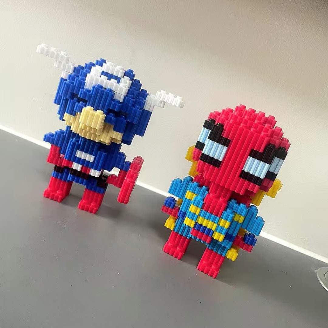 ディズニー-アベンジャーズのビルディングブロック,マイクロダイヤモンド,組み立てられた小さな粒子,アイアンマン,スパイダーマンのおもちゃ,DIY