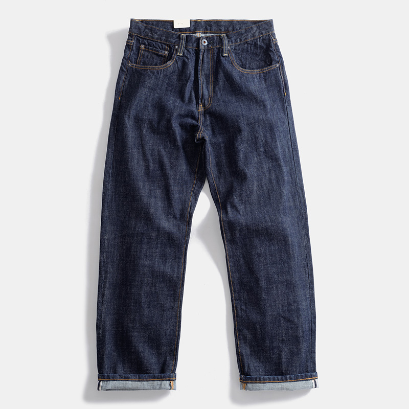 Pantalones vaqueros de mezclilla con orillo rojo pesado de 16oz para hombres, pantalones rectos sueltos de alta calidad, un lavado, informal de otoño, 100% algodón Y2K 502