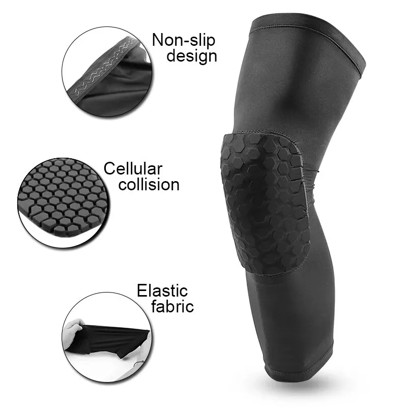 Ginocchiere da basket Protezione Manicotto di compressione Tutore in schiuma a nido d'ape Ginocchiera anticollisione Attrezzatura fitness Supporto per pallavolo