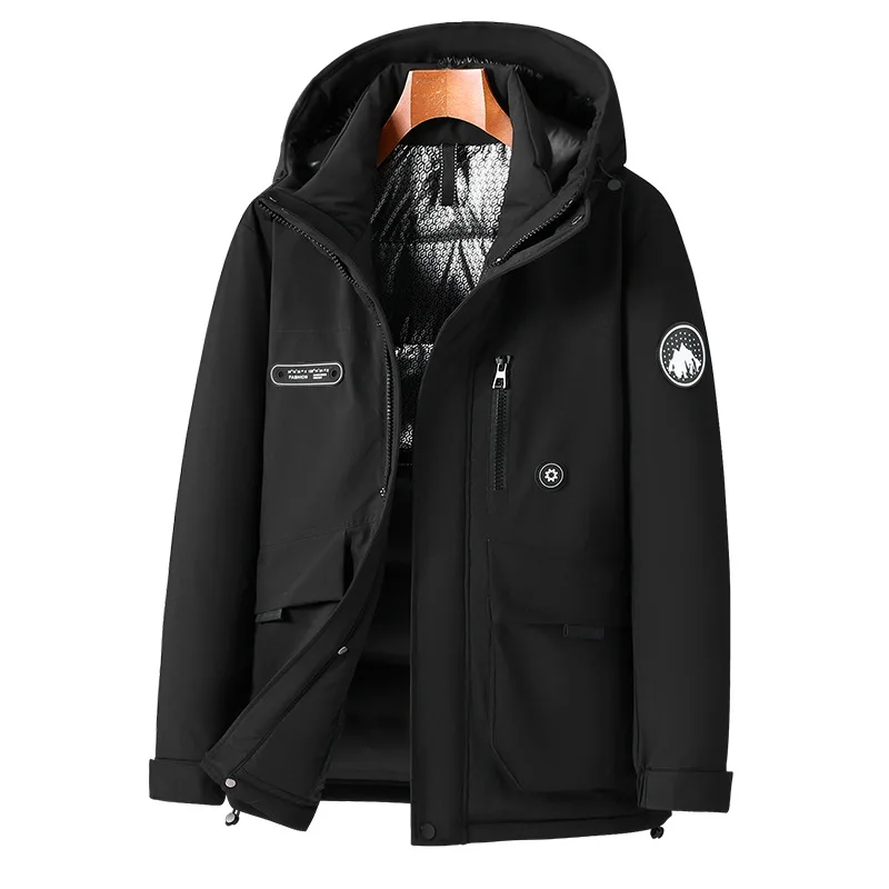 Novo tamanho grande dos homens jaqueta de inverno à prova dwaterproof água com capuz quente pato branco para baixo parka masculino grosso térmico acolchoado casaco extra grande mais 12xl