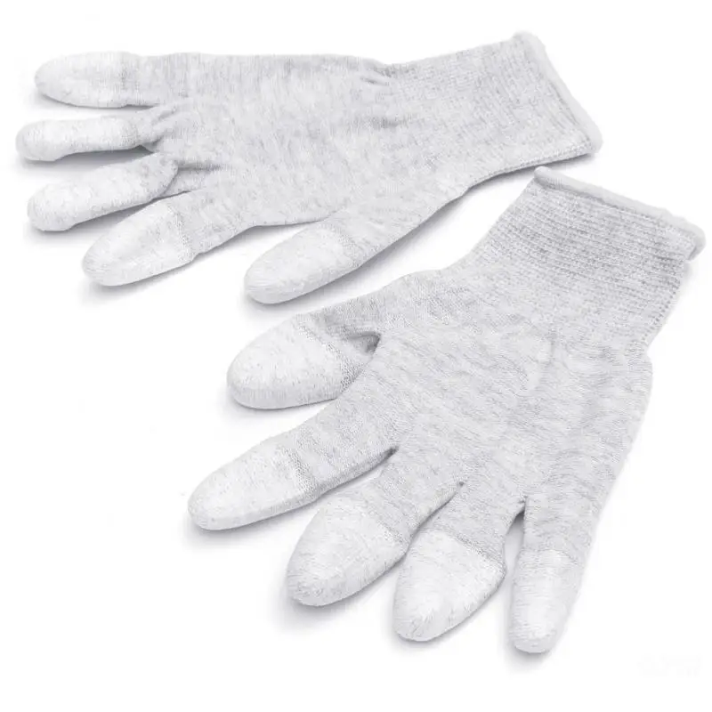 Anti-Static ถุงมือลื่น ESD อิเล็กทรอนิกส์ถุงมือทํางาน PU เคลือบนิ้วมือสําหรับแล็ปท็อปซ่อมโทรศัพท์ชุดเครื่องมือ 1 คู่