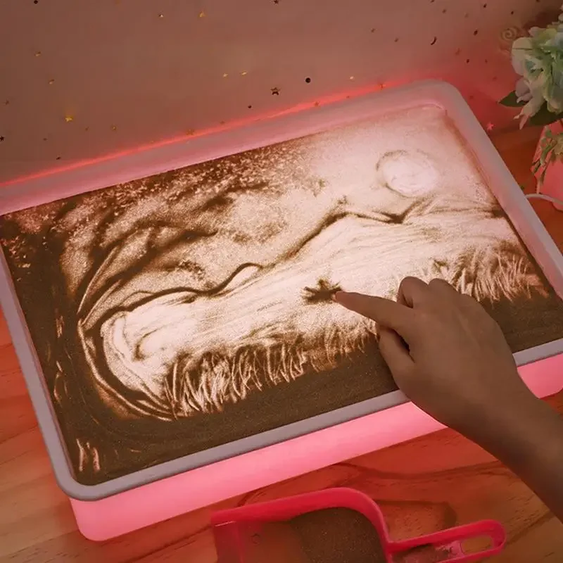 DIY ความคิดสร้างสรรค์ตารางทราย Art Drawing กล่องไฟสําหรับเด็ก Mini Tabletop Lightbox พร้อม LED สําหรับศิลปะทรายวันหยุดคริสต์มาสคริสต์มาสของขวัญ