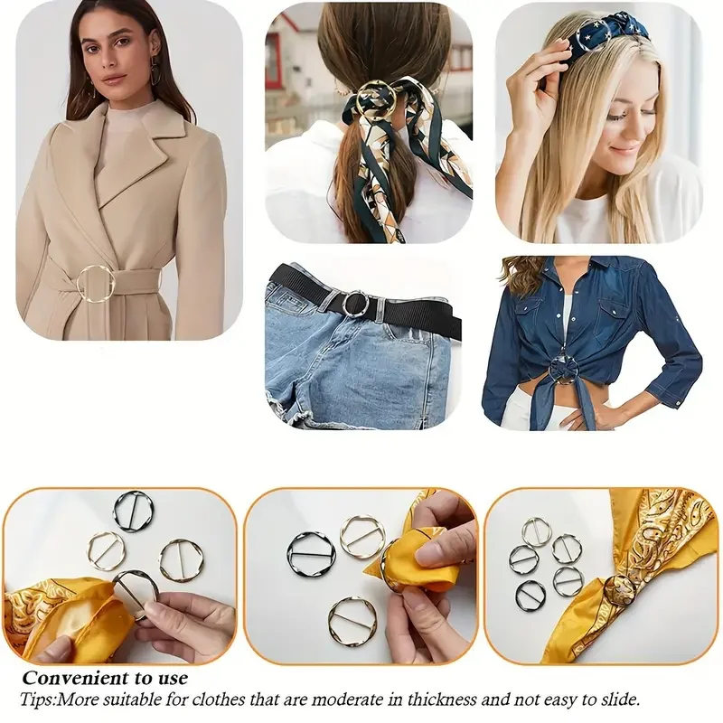 5 pçs/set multiuso camisa anel cinto fivela cinto e cachecol ajustador cinto fino acessórios de moda cachecol fivela