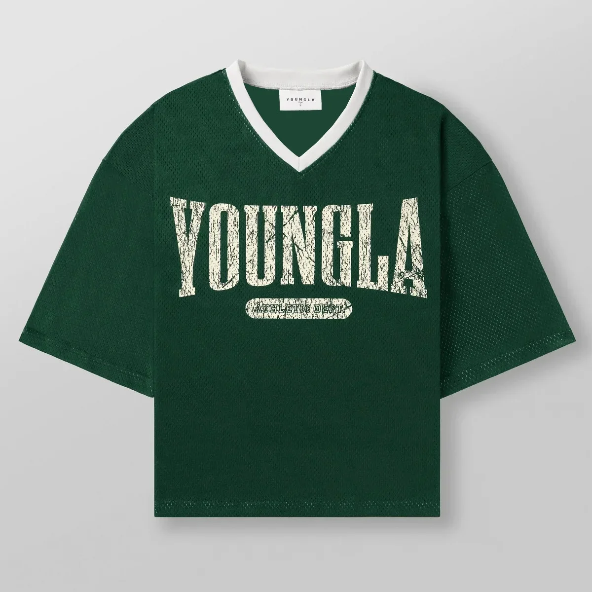 Youngla-メンズ特大Tシャツ,アメリカのファッションブランド,プリント,大きなメッシュ,通気性,速乾性,スポーツ,フィットネス