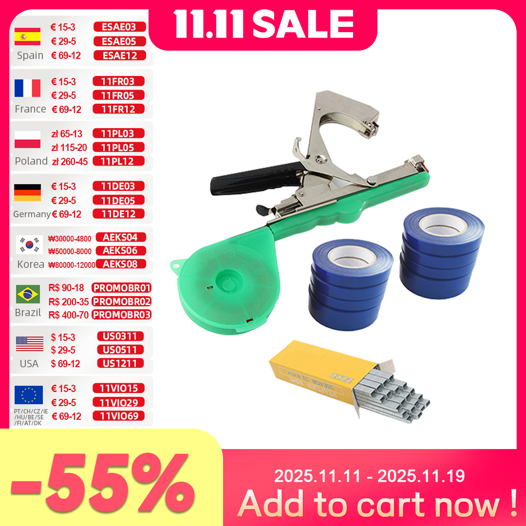 ALLSOME машина для завязывания растений садовые растения Tapetool Tapener + 10 рулонов лента Набор для овощей виноград помидор огурец перец цветок