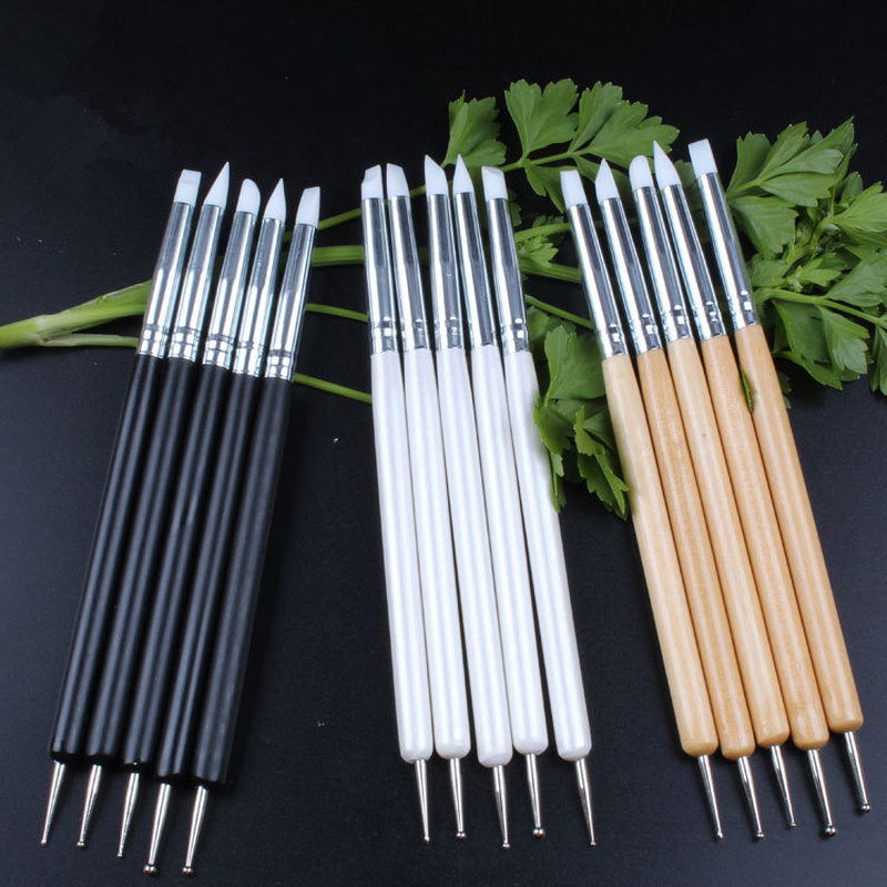 Mới 6 Màu 5 Cái/bộ Inox 2 Đầu Điêu Khắc Polymer Và Mềm Mại Đồ Gốm Đất Sét Dụng Cụ Silicone Để Tạo Hình Nghệ Thuật Shaper dụng Cụ