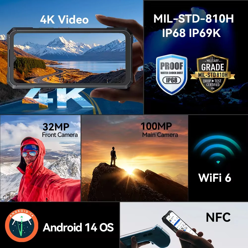 CUBOT KINGKONG X, защищенный смартфон 5G, 32 ГБ ОЗУ (16ГБ + 16ГБ расширенна), 256/512 ГБ ПЗУ, 10200 мАч, экран 6,583 дюйма, 120 Гц, камера 100МП, NFC, телефон на Android 14, GPS, добавление в корзину