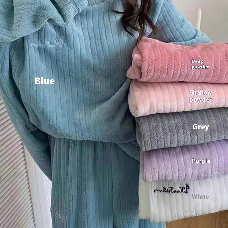 Pijamas nuevos de invierno para mujer, traje para el hogar, ropa cálida de otoño e invierno para mujer, pijamas de ocio de terciopelo Coral, ropa de casa acolchada