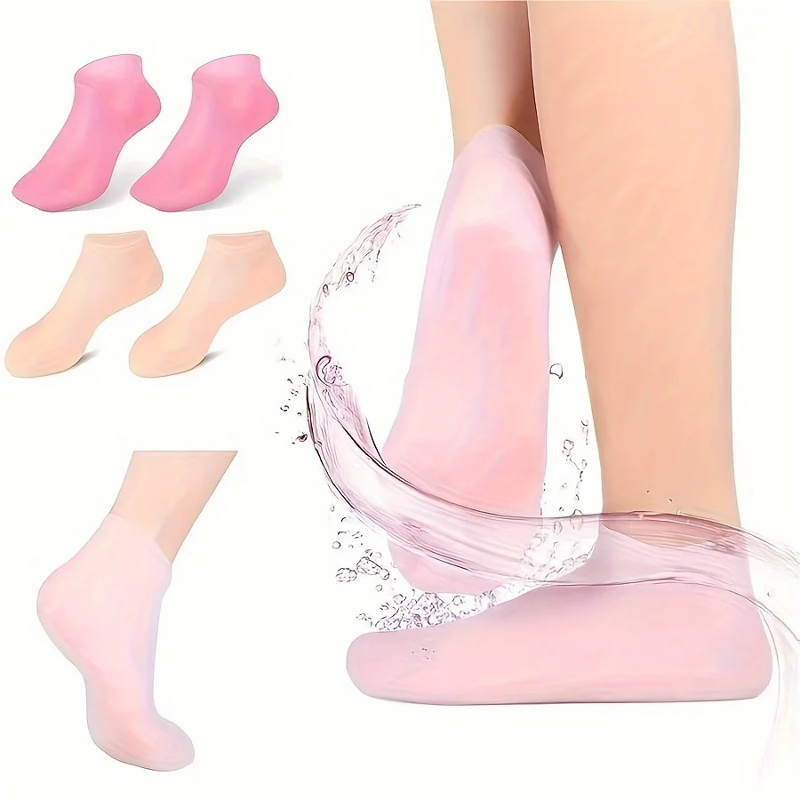 Meias hidratantes de gel de silicone ultramacio para pés e calcanhares secos, rachados – suavizantes e nutritivos para pele áspera