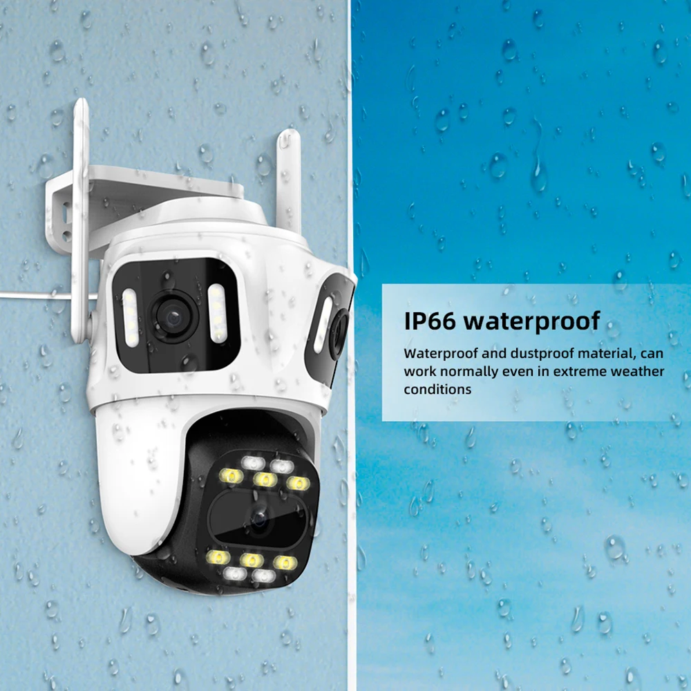 Kerui icsee ao ar livre ptz 6k wifi câmera ip de segurança em casa lente tripla câmera cctv vigilância de vídeo com telas triplas