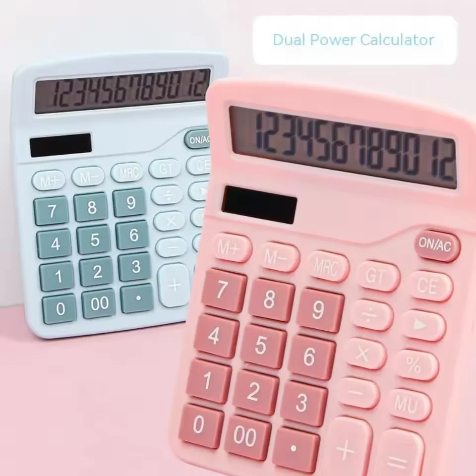 Calculadora eletrônica de 12 dígitos, calculadora solar, fonte de alimentação dupla, para casa, escritório, escola, ferramentas de contabilidade financeira
