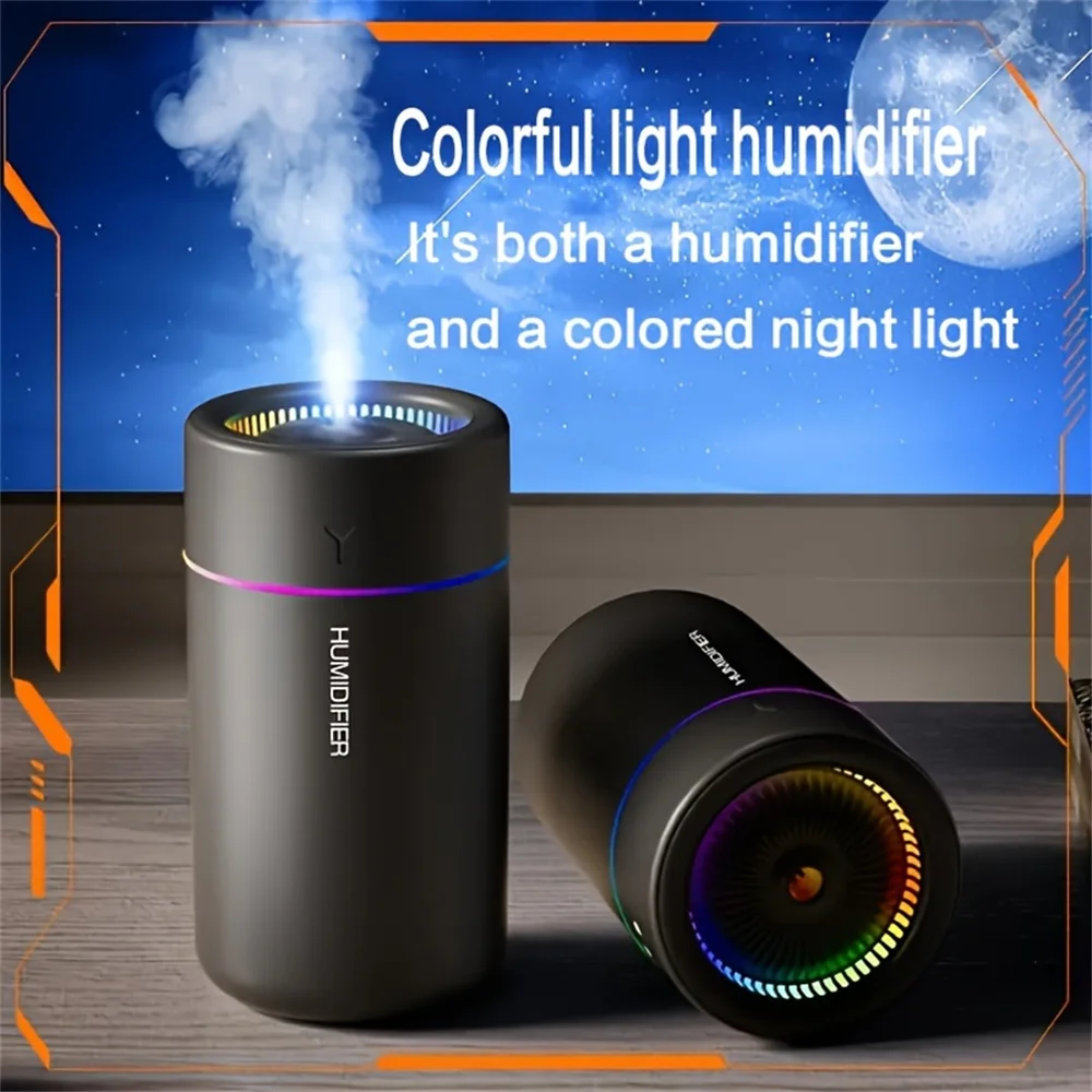 Humidificador de aromaterapia LED colorido para coche, máquina de aromaterapia de aire ultrasónica silenciosa, adecuada para dormitorio y oficina, 1 ud.