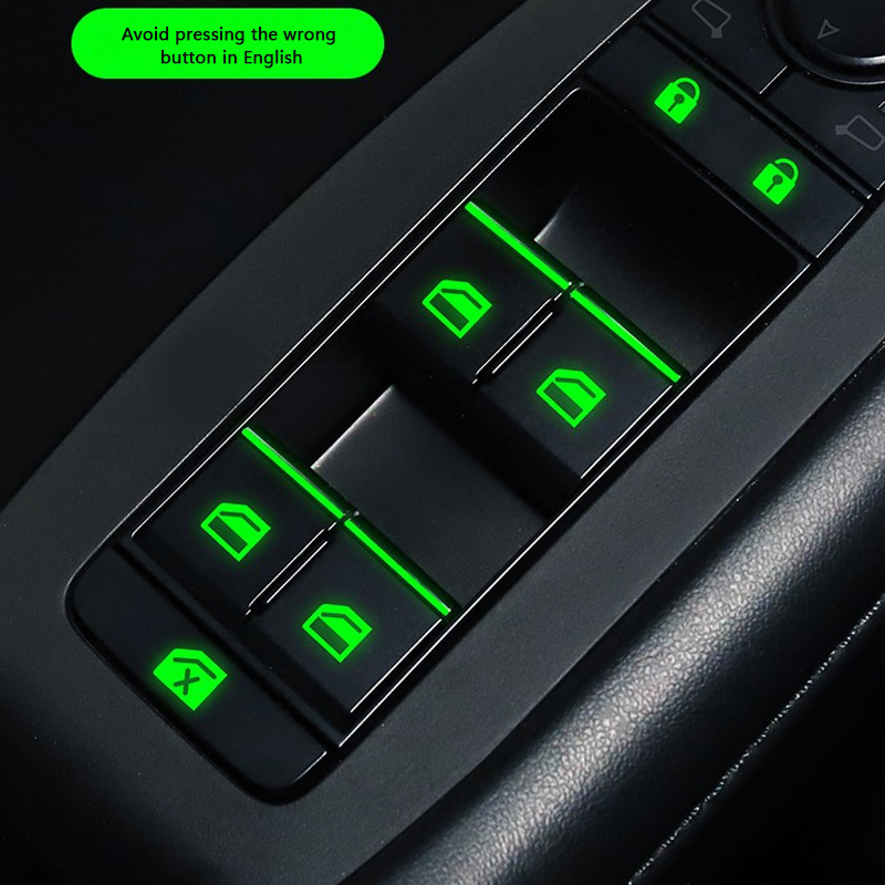 Car Luminous Car Window Button Sticker Night Glowing Lifting Switch Safety Decoration Stickers Door Window Lifter Switch Decals
