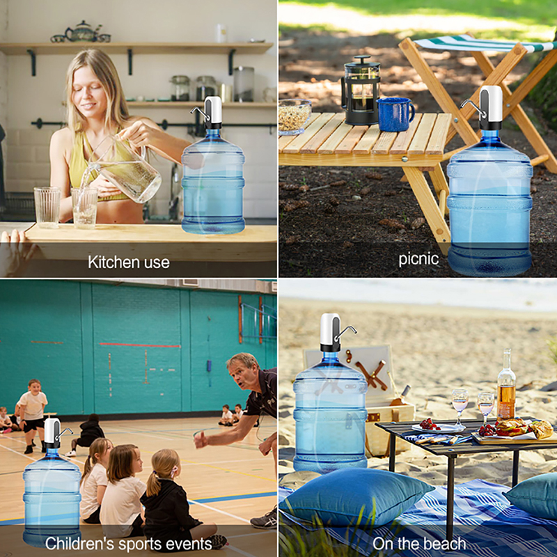 เครื่องปั๊มน้ําดื่มอัตโนมัติแบบพกพาพร้อมสวิตช์และชาร์จ USB ตู้น้ําไฟฟ้าขนาดเล็กสําหรับขวด Universal 5 แกลลอน