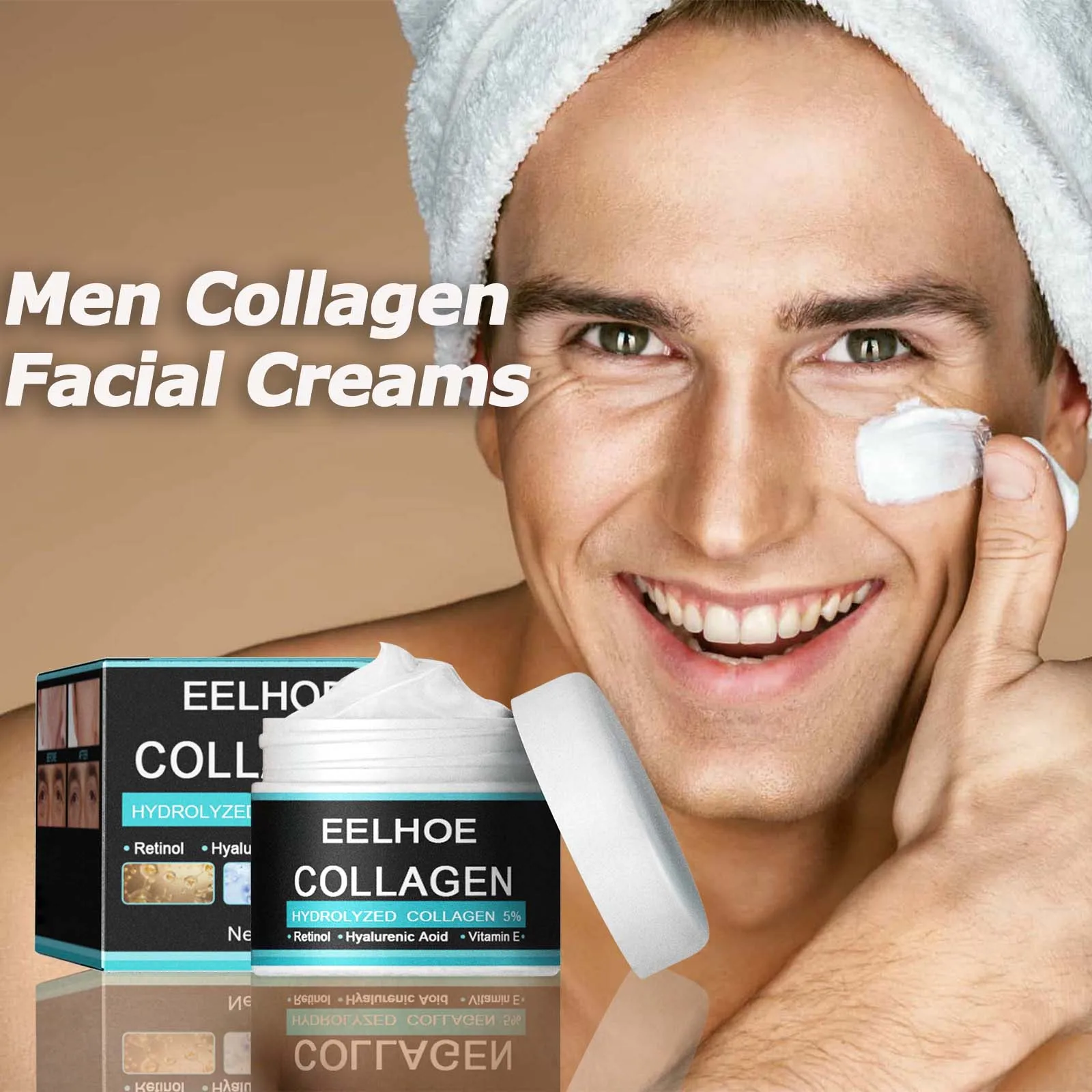 Cremes de colágeno para homens, rugas suaves, firmador, levantamento, hidratante, ácido hialurônico, creme facial iluminador, cuidados com a pele facial
