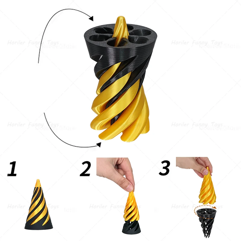 3d impresso espiral cone brinquedo impossível pirâmide árvore de natal passthrough escultura mini vortex fio ilusão brinquedo fidget
