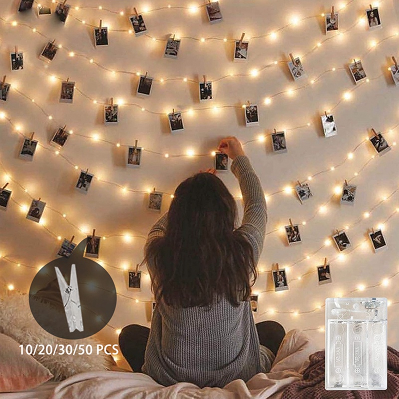 1Pc Led Foto Clips String Licht Mit 10/20/30/50 Klar Clips Fairy Lichter Für Schlafzimmer wand Hängen Bilder Karten Party Decor