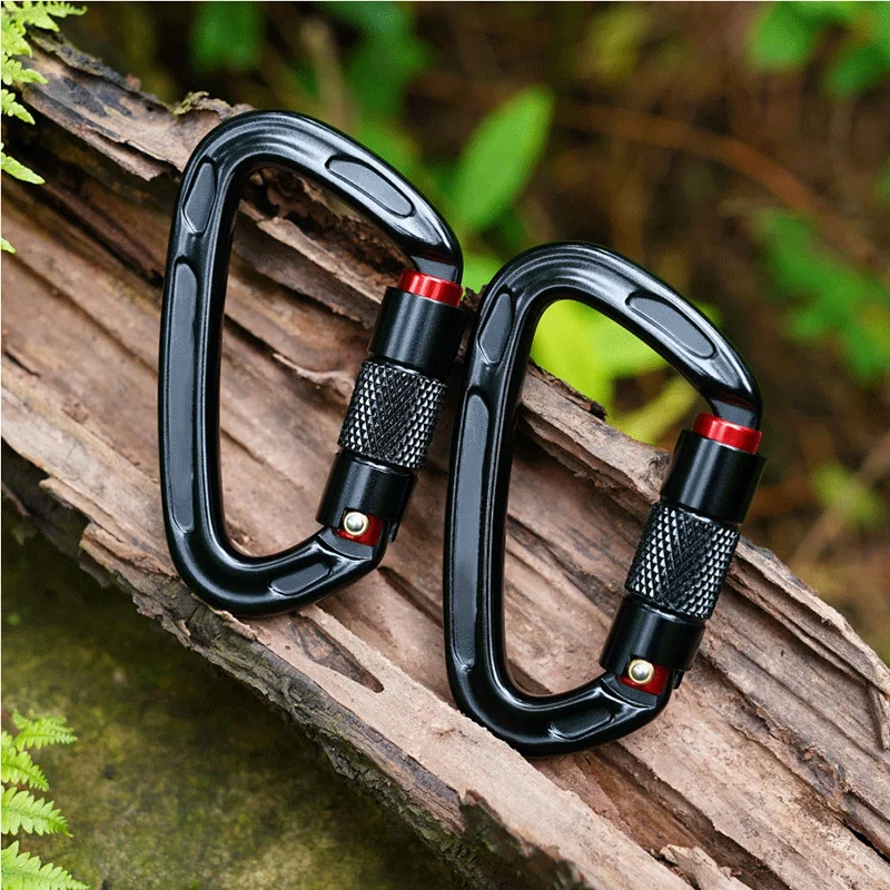 24KN Khóa Leo Núi Carabiner Hình Chữ D Leo Núi Ngoài Trời Thám Hiểm Hang Động Đá Khóa Bảo Mật An Toàn Chủ Vít Móc