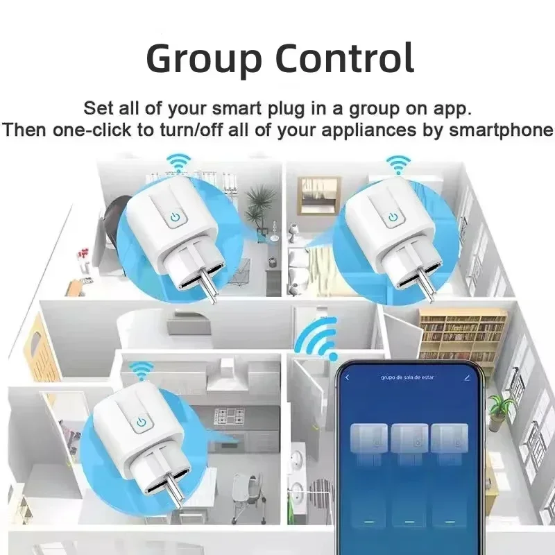 Inteligentna wtyczka EU WiFi gniazdo 16A/20A Tuya monitoring mocy Smart Life APP sterowanie zdalne timer sterowanie głosowe Alexa Google Home