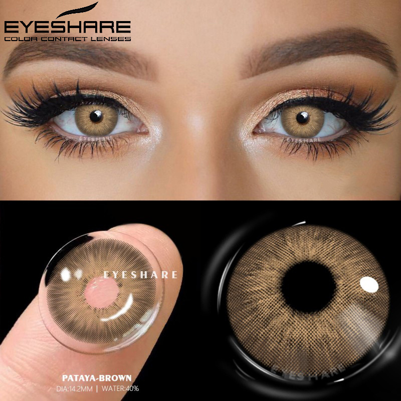 EYESHARE 1 par de lentes para miopía, lentes de contacto de Color para ojos con dioptrías graduadas, lentes Yaerly marrones, contactos de colores grises