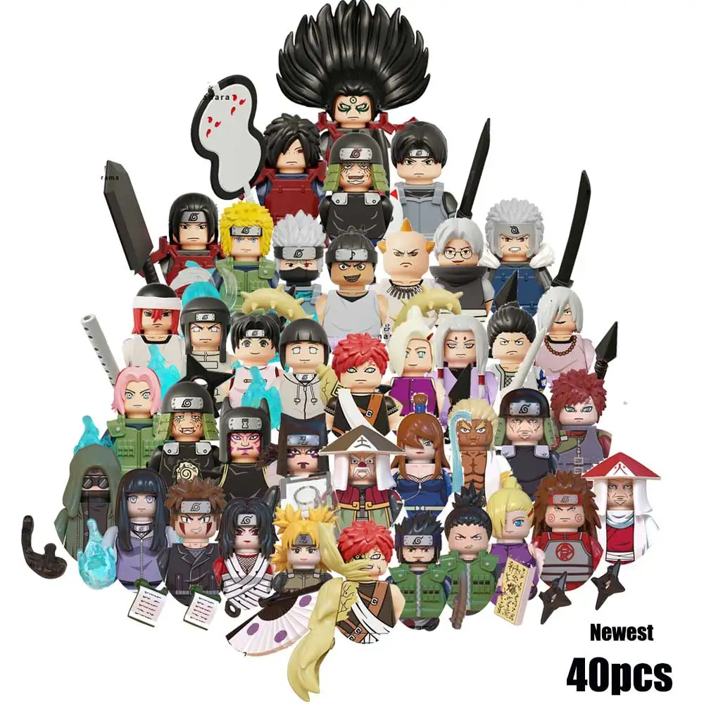 WM6105 6106 Narutoe Sasuke Kakashi Akatsuki bricks Building Blocks Anime cartoon blocks Action Figures Heads Assembly kids Toys