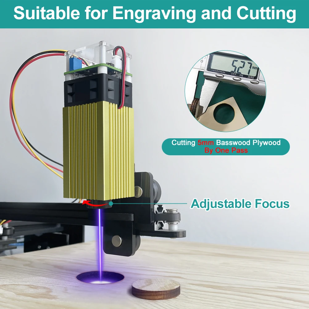 LASER TREE Laser Module 4W 5W 10W Optical Power with Air Assist Laser Head 450nm TTL Blue Light Engraver Cutting Wood DIY Tools