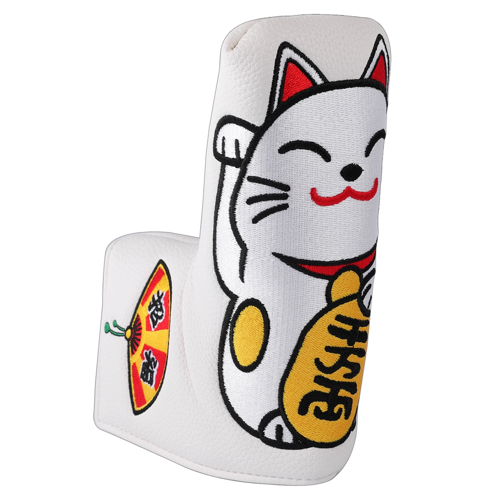 Japón Mount Cat bordado completo cierre magnético centro con eje mazo de Golf Putter Headcover Golf Blade Putter cubierta