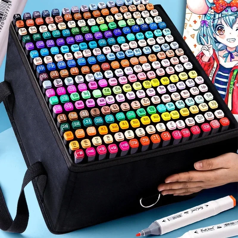 Juego de rotuladores de colores 24-168, pincel de Manga, dibujo, boceto, suministros escolares de arte Kawaii, papelería, pintura, marcadores para letras