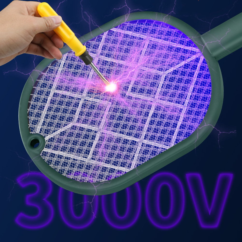 Upgraded 2-in-1 Mosquito Racket Insect Killer Purple Lamp USB Charging Protective Net Household Supplies for Home Summer Sleep