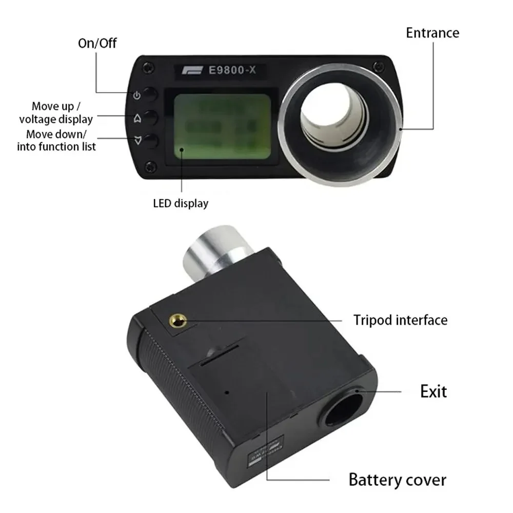 Cronógrafo de velocidad de disparo de bala E9800-X, instrumentos de medición de disparo, cronógrafo para disparar, cronómetro LCD, probador de velocidad