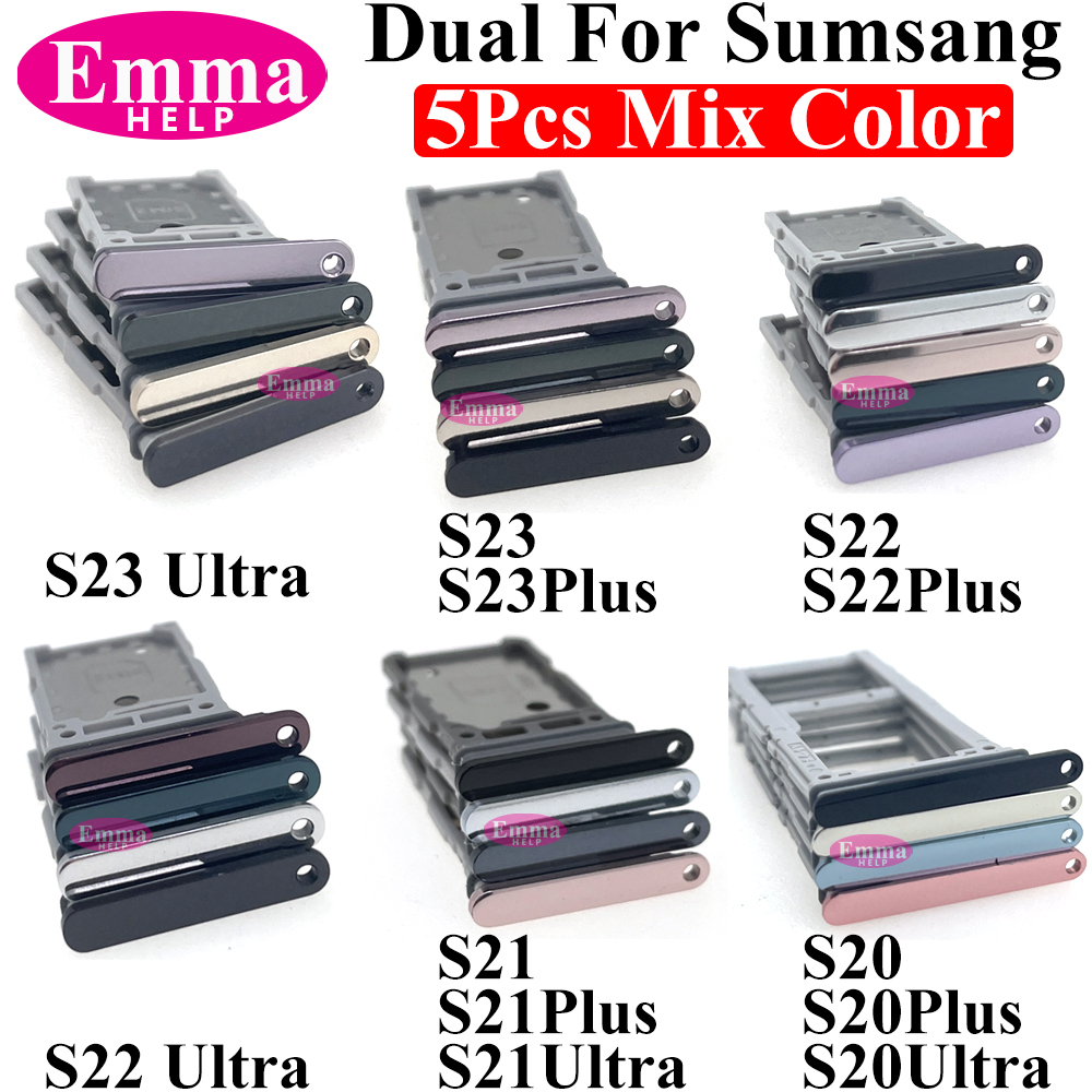Emma 5Pcs Sim Tray Kartenhalter Adapter Schublade Buchse für Samsung S10 S10E S20FE S21 S22 Plus S23 S24 Ultra Sim Tray Chip Slot