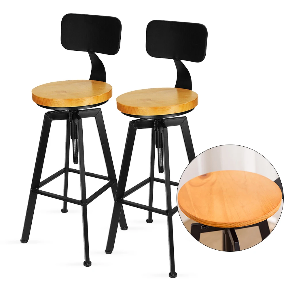 Höhenverstellbares Barhocker-Set – Robustes Holz- und Eisendesign, 220,46 Pfund Kapazität