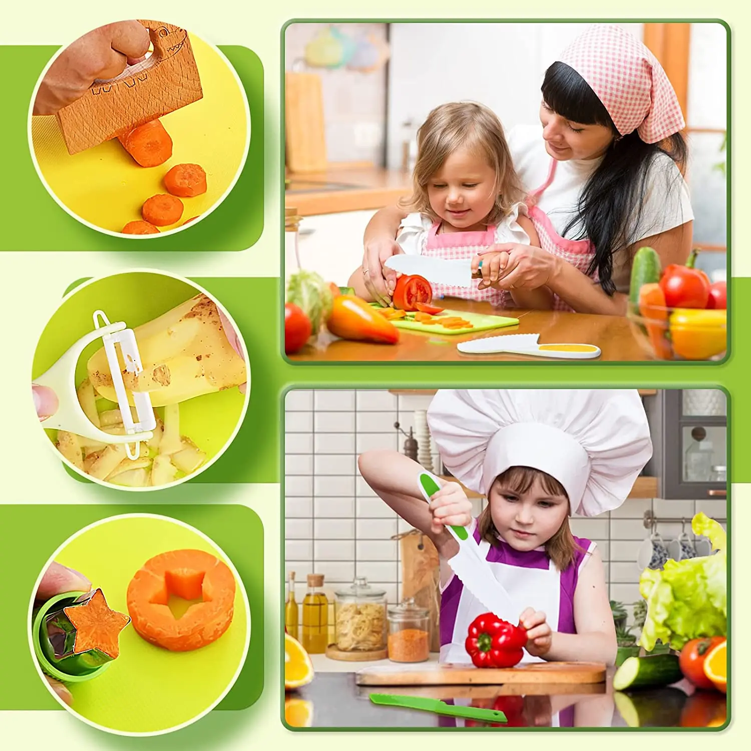 13 peças montessori ferramentas de cozinha para crianças-crianças conjuntos de cozinha conjunto de facas seguras para crianças reais para cozinhar reais com plástico