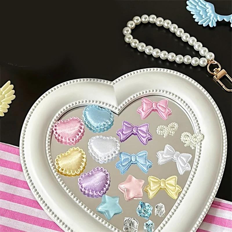 かわいい漫画の蝶ネクタイスターカードカバー装飾、甘いDIY手作りヘアピン、縫製素材、ギフトアクセサリー、10個