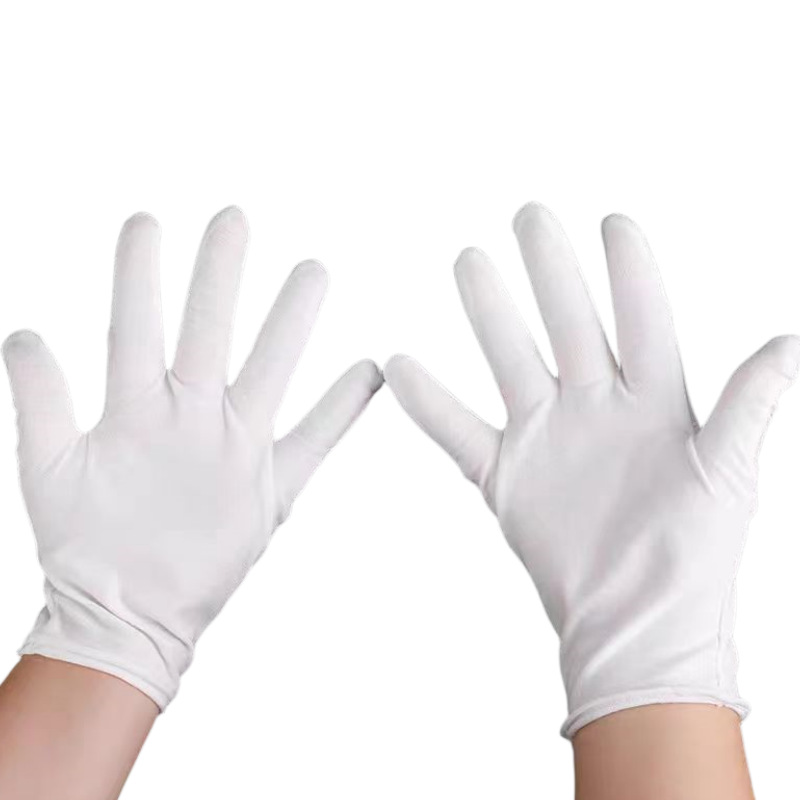 1 par novo dedo cheio das mulheres dos homens etiqueta luvas de algodão branco caminhantes/conductores/jóias/trabalhadores luvas de absorção de suor