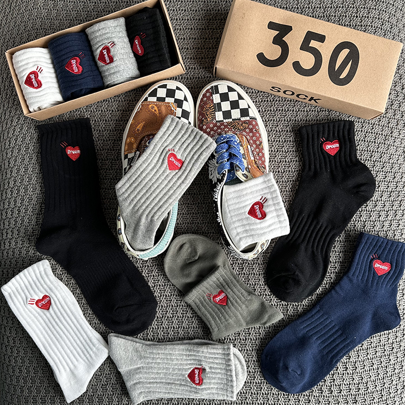 4 пары/коробка, мужские носки с вышивкой