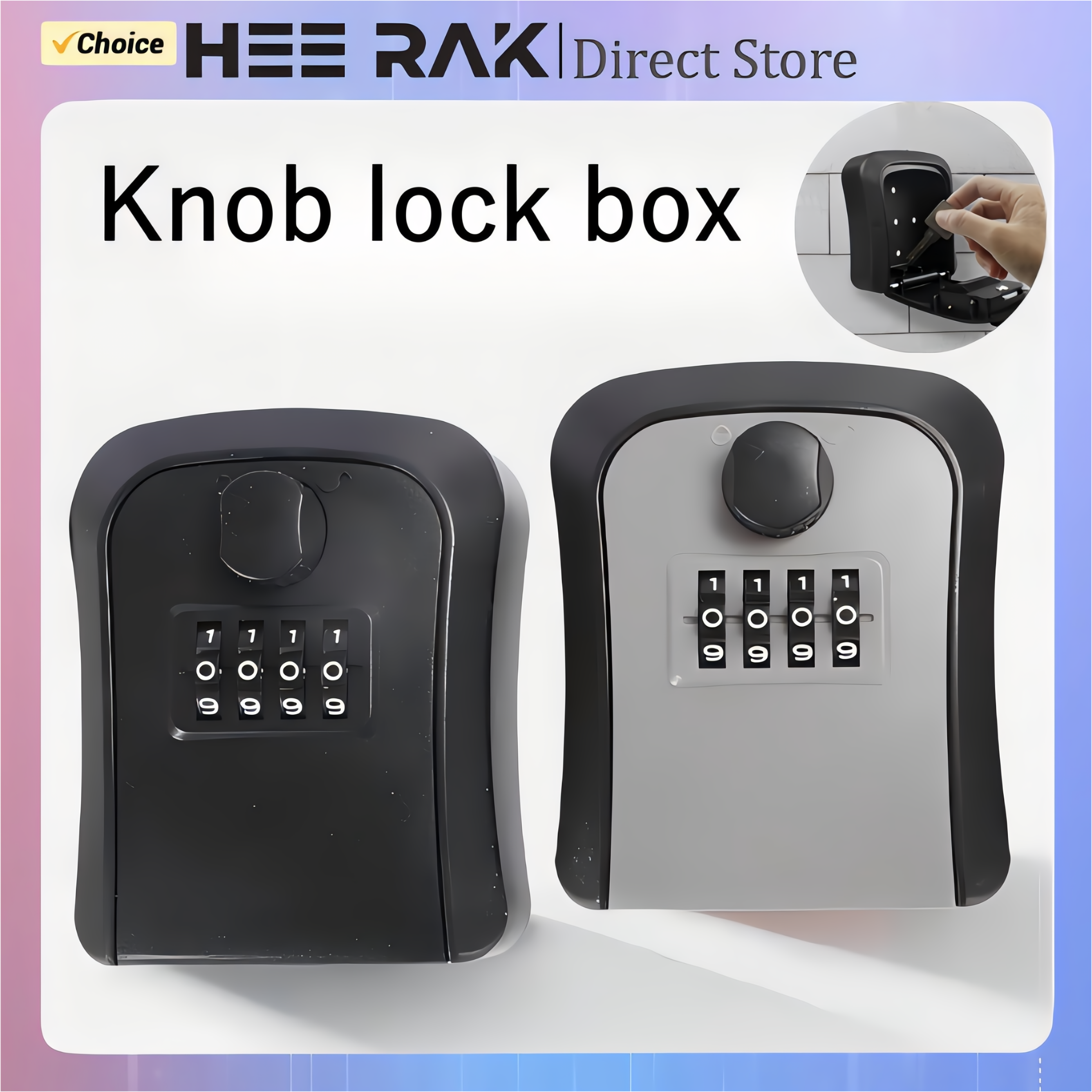 Hee rak กล่องล็อคกุญแจ4หลัก, รหัสเก็บรหัสผ่านสำหรับติดผนังกล่องกุญแจกลางแจ้งกันน้ำกันขโมย