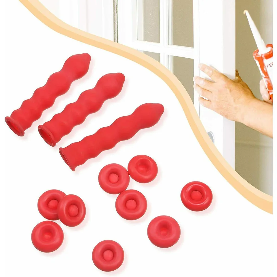 20pcs Caulk Cap Glass Glue Tip Sealing Cap Barrel Glue Mouth Protective Cover Caulking Gun Nozzles Cap Red Caulk Saving Cap