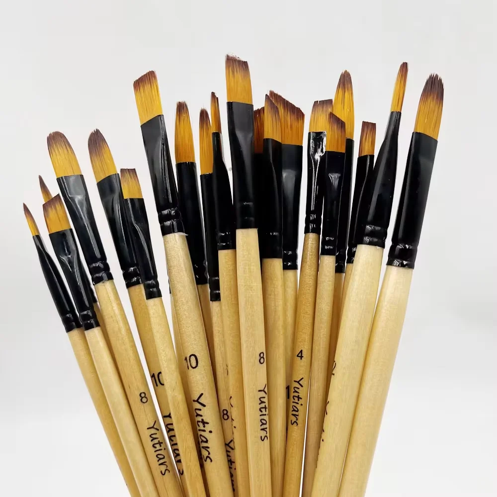 Yutiars Professionelles Künstler-Pinsel-Set – 6-teilig, Nylonborsten für Aquarell, Acryl, Ölgemälde, Kunsthandwerk und Gesicht und Körper
