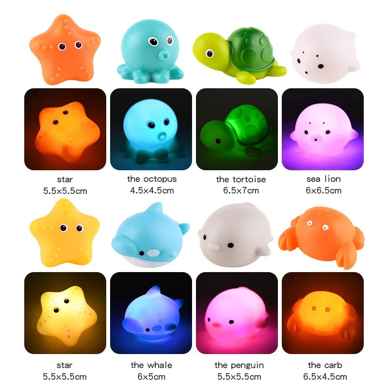 ของเล่นอาบน้ําเด็กอ่างอาบน้ํา LED Light Up ของเล่นเปลี่ยนสีสันกันน้ําใต้น้ําไฟของเล่นสําหรับชายหญิงของขวัญวันเกิด