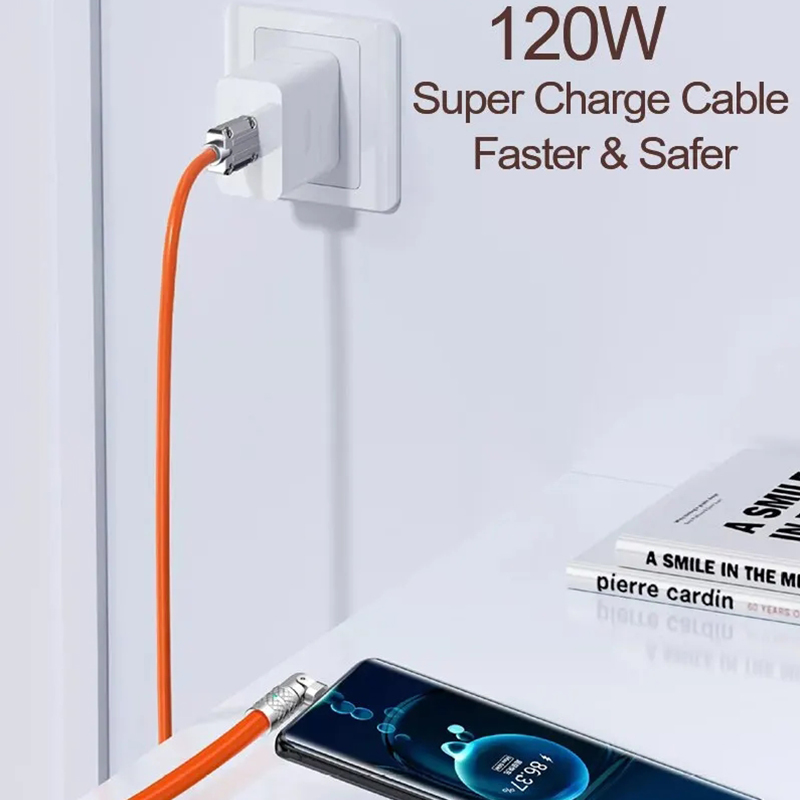 Cable USB tipo C de carga rápida de 120W 7A Cable de codo de rotación de 180 grados para juegos para Xiaomi Redmi Honor cargador de teléfono Cable USB C