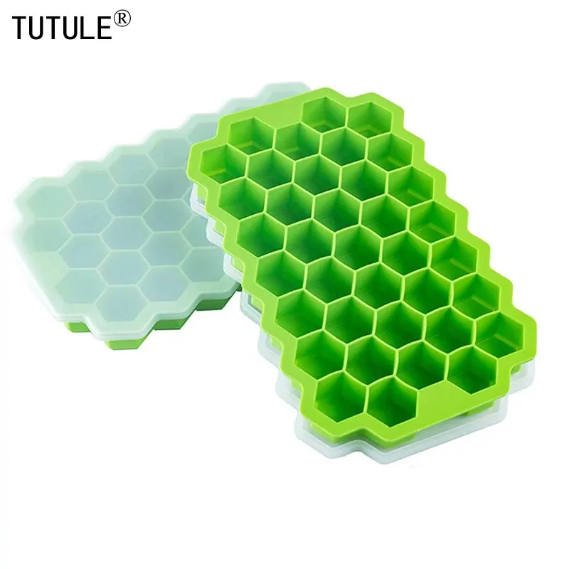 37 Compartment Honeycomb Ice Compartment Molds Jelly Ice Cube Tray with Lid Honeycomb Ice Cube Ice Box Moulds