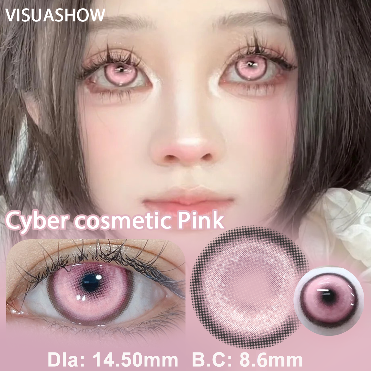 VISUASHOW Cyber Cosplay lentes de contacto de Color 2 uds Amine lentes de Color lindo medio anual Moco Jelly lentes de contacto de colores suaves para ojos