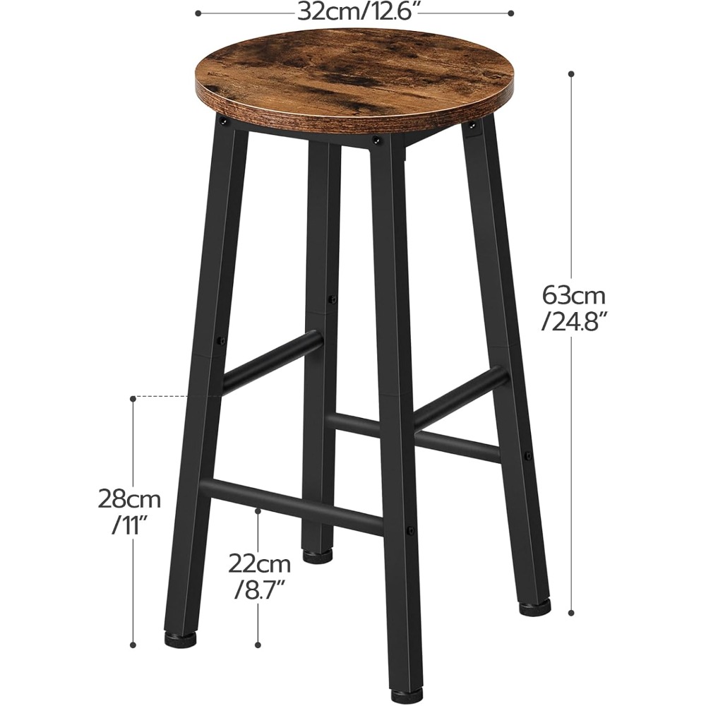 Taburete de bar, juego de 2 taburetes altos de cocina, taburete de mostrador de desayuno para comedor, cocina, bar, resistente y estable, taburete de bar