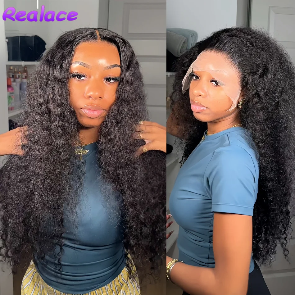 30 40 Inch 13x4 13x6 Curly HD Transparent Lace Front Wigs 200 Density Brazilian Deep Wave Human Hair Wigs For Women Pre Plucked