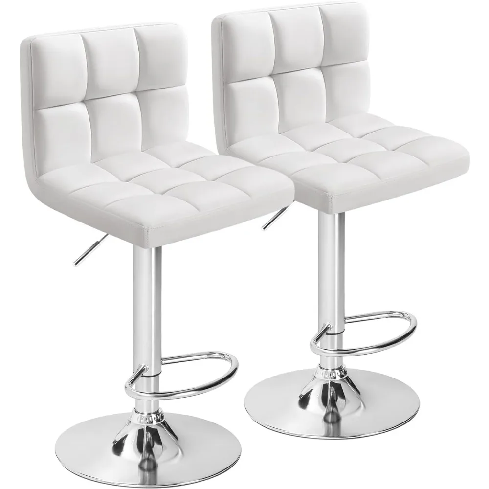 Bar Stools Modern Pu Leather Swivel Adjustable Hydraulic Bar Stool Square Counter Height Stool Set of 2