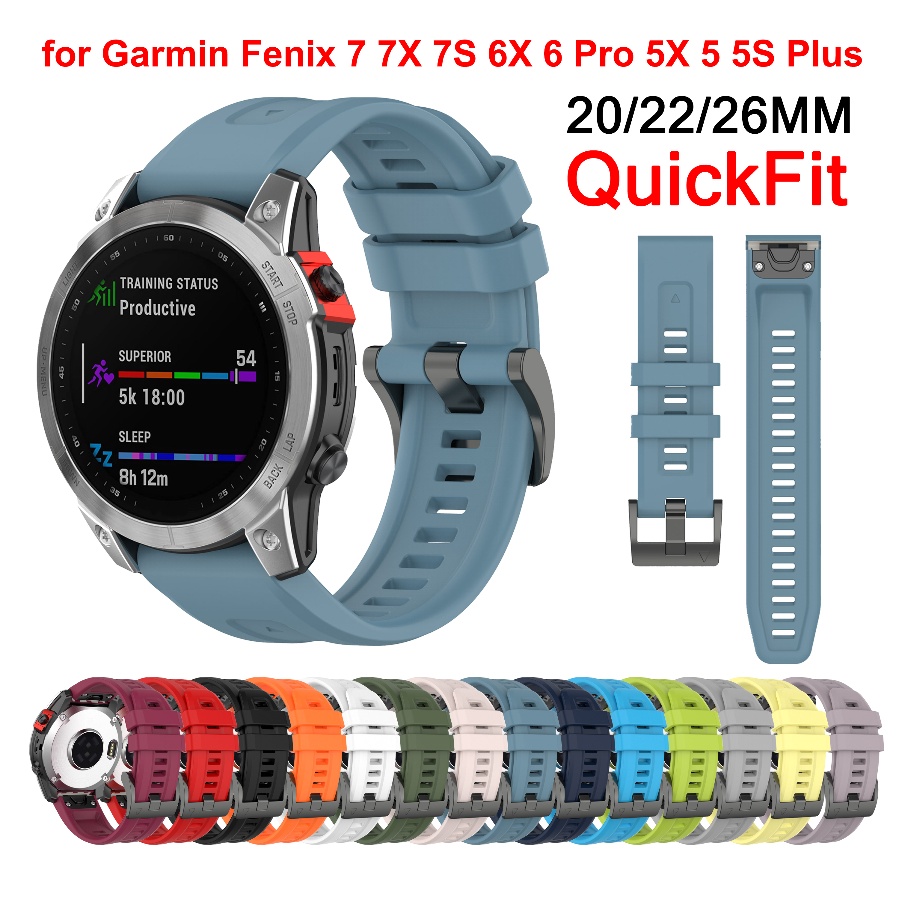 Pulsera de silicona para Garmin fenix 7X 7 7S 6 6X Pro correa de reloj para fenix 5X 5S Plus 3HR 945 935 muñeca 20 22 26mm QuickFit
